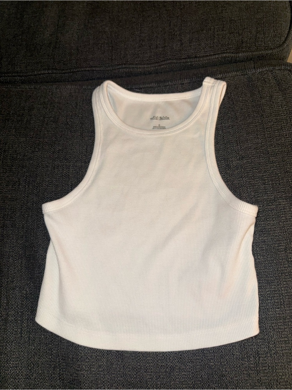 wild fable White Ribbed Crop Tank Top
